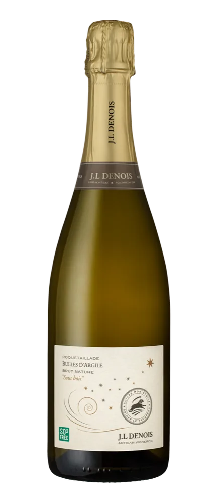 Bouteille de Bulles d’Argile, crémant brut nature sans sulfites ajoutés, Maison Denois